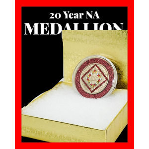 NA Narcotics Anonymous 20 year bronze medallion with gems! Free goodies!